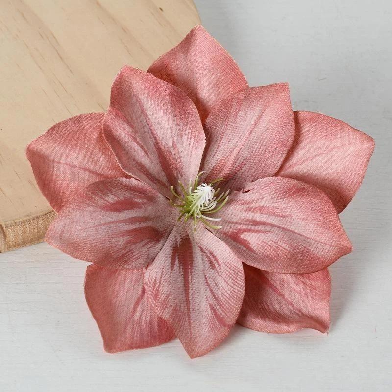 5 Pcs Artificial Flower Diy Flower Craft Artificial Lotus Flower Heads Small Realistic Clematis Blooms Diy Wedding For Home