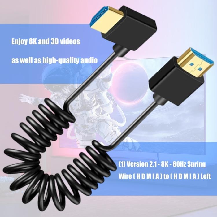 Bendable Spring UHD2.1 Cable Supports 8K 60Hz Aluminum Foil Shielding Extension Wire for Monitors Displays