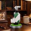 Practical Office Supplies Men Golf Pen Holder Set, Mini Bag Desk Organizer with 3 Set Club Pens, Novelty Decor for Men, Business Gift Desktop