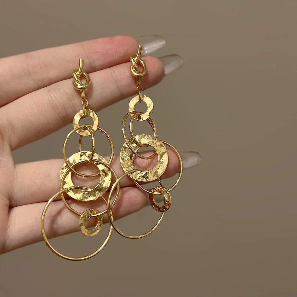 Multi-layers Round Hollow Earrings Long Chain Ear Accessories Dangle Earrings  Date Night