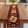 Happy Shavuot Linen Table Runner Holiday Party Decor Jewish Scrolls Torah Tablets Kitchen Dining Table Runner Shavuot Decoration