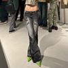 Streetwear Y2k Schlagjeans Distressed 2000er Blumenmuster Hüftjeans Slim Denimhosen Koreanische Damen Hosen Retro Mom Jeans