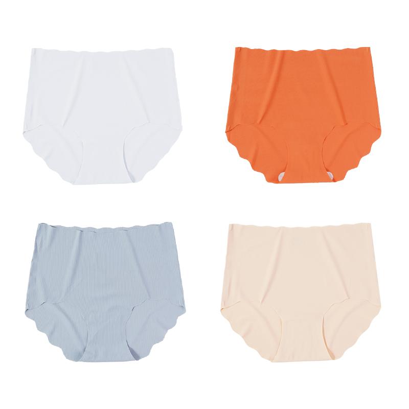 1/4 Pcs High Waist Panties for Women Plus Size Ice Silk Seamless Briefs Women Soft Underpants