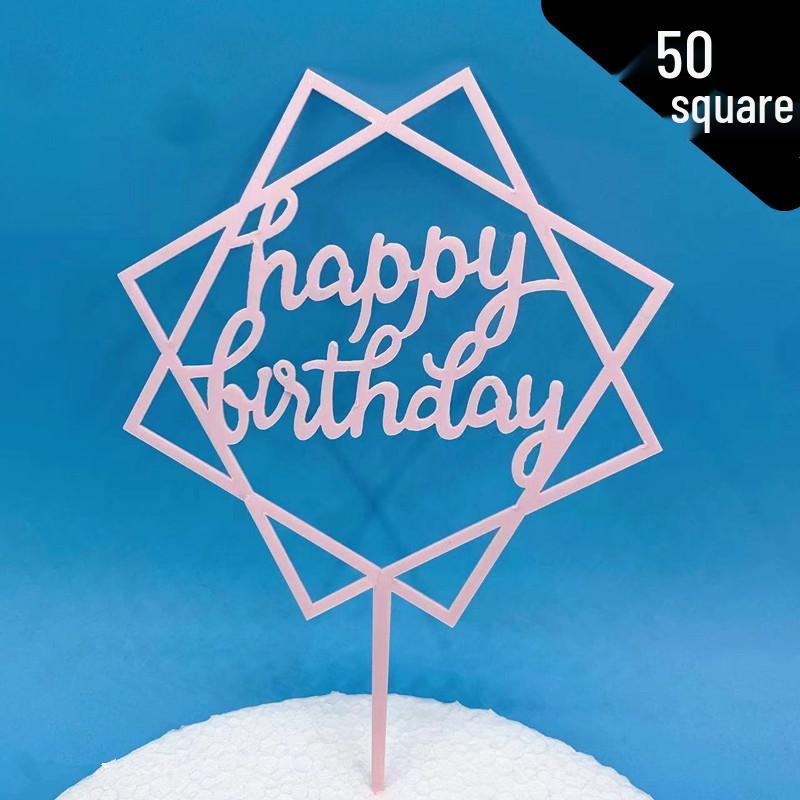 50-Piece Happy Birthday Acrylic Cake Decoration Inserts - Creative English Design for Prosperity, Health, and Longevity