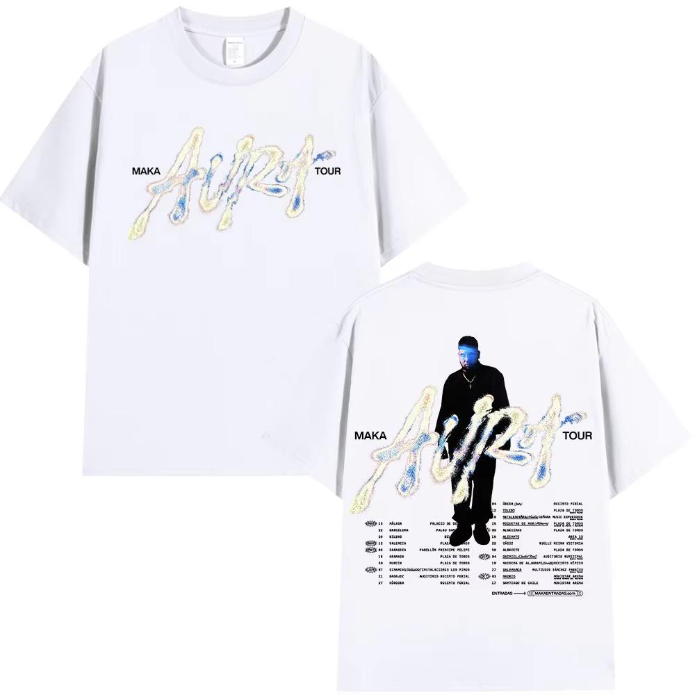 Rapper Maka 2025 Aura Tour Merch T-shirts Men Women Fashion Vintage T-shirt Summer Casual Cotton Short Sleeve T Shirt Streetwear