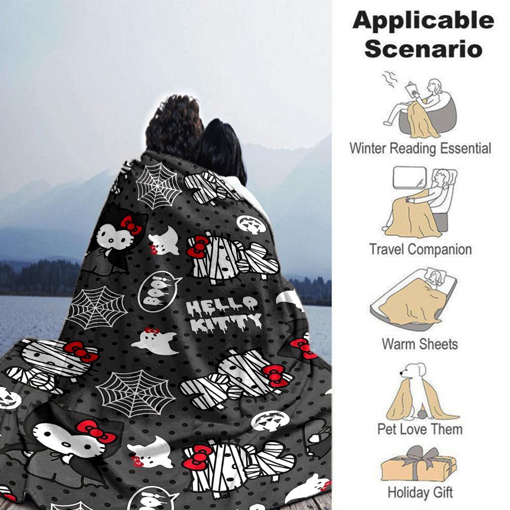 1 Stück Hello Kitty Halloween Decke Leichte Flanelldecke für Sofa Bett Reise Camping Wohnzimmer Büro Couch Stuhl