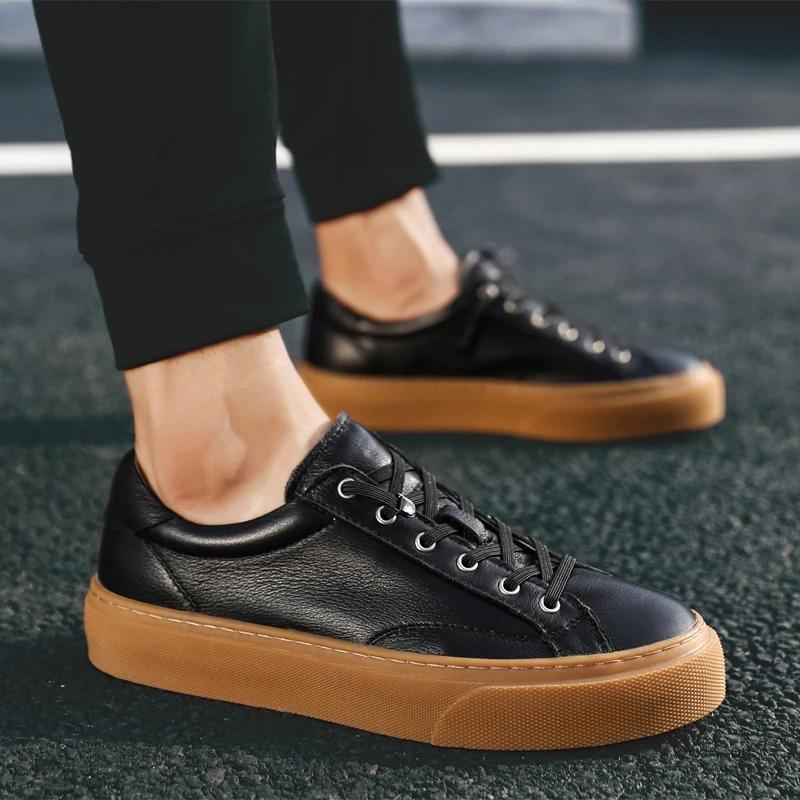 Men's Shoes Genuine Leather White Casual Shoe Luxury Brand Comfort Skateboard Sneakers Fashion Designer Tenis Shoes Moccasins