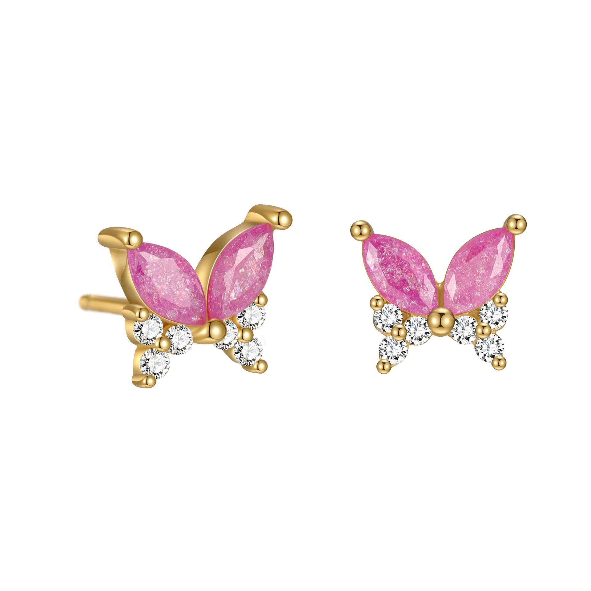 

Colorful Zircon Exquisite Butterfly Stud Earrings 925 Sterling Silver Hypoallergenic Classic Elegant Earrings Fashion Jewellry