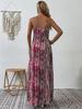 Spring Summer Women Fashion European American Style Printed Suspender Dress