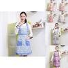 Classic Women Apron With Ruffle Pocket And Floral Roses For Kitchen And Chef Duties