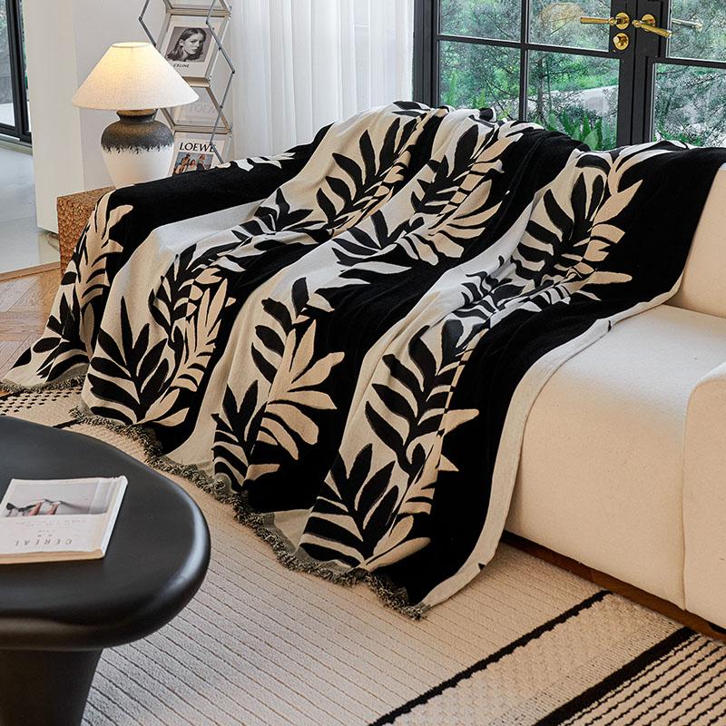 Funda Sofa Home Chenille Hawaii Leaf Color Block Sofa Mat Throw Blankets All-season Camping Picnic Sofa Cover
