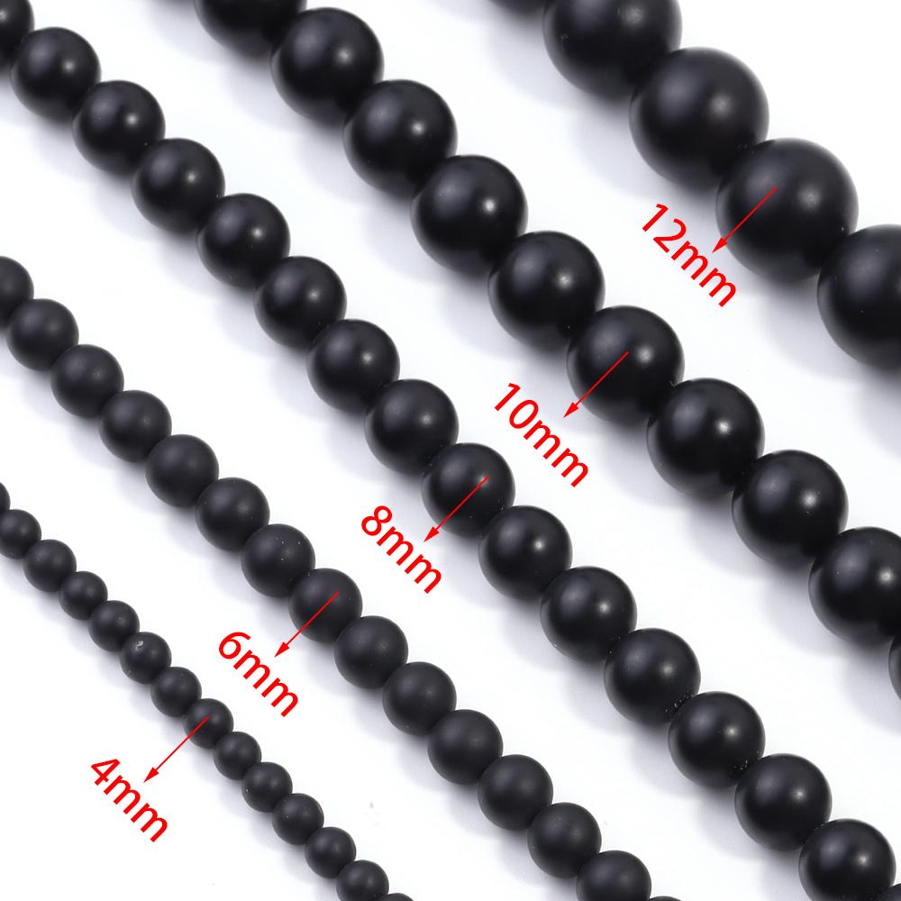 32-190 Stück Schwarze Achatperlen Natursteinperlen Runde Onyxperlen Lose Abstandshalterperlen Für Schmuckherstellung DIY Armband Zubehör