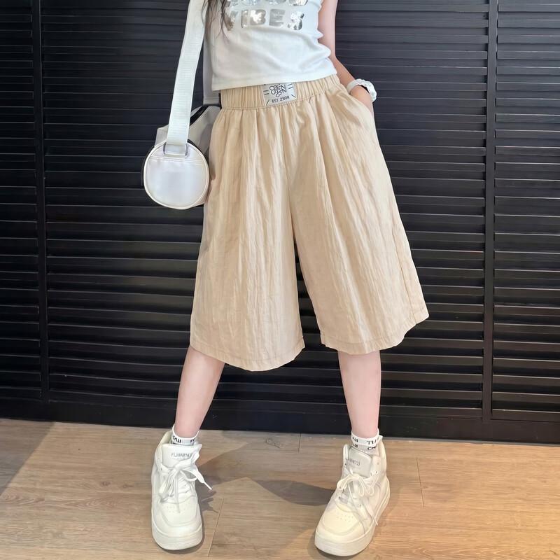 Moonkids Girls  Ice Silk Wide-Leg Shorts 150# хаки