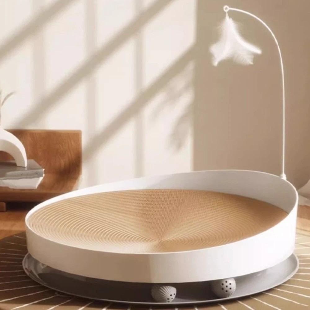 Stable Cat Scratch Board Round Teasing Cat Stick Interactive Cat Turntable Toy  Indoor Play