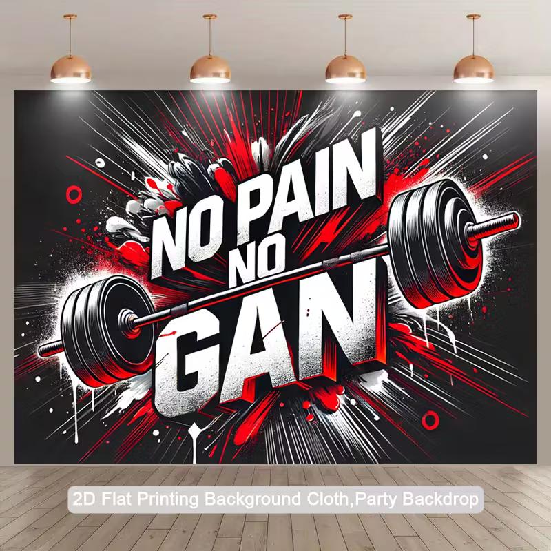 2D Workout Motivation Hintergrund Graffiti Stil Hantel & Fitness Text Wanddekor