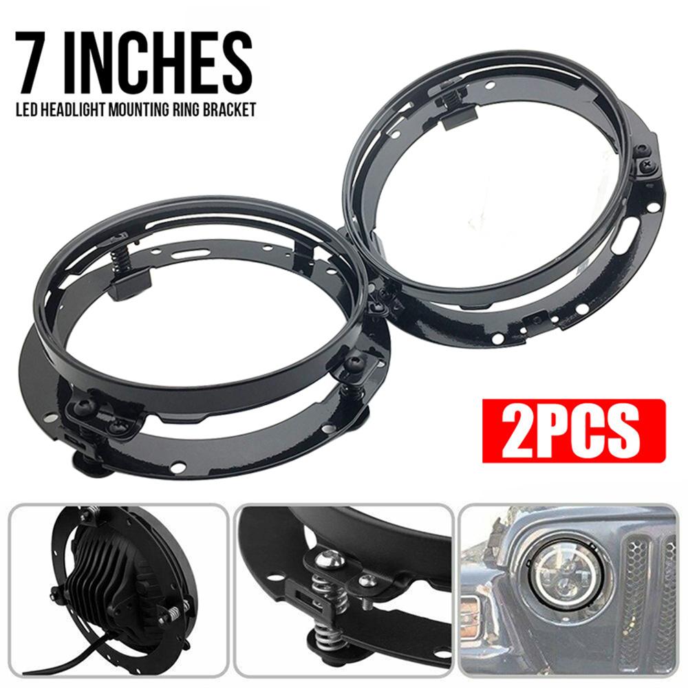 2Pcs Black 7  Led Headlight Round Mounting Bracket Rings For Jeep Wrangler Jk Tj Motorcycle Headlight