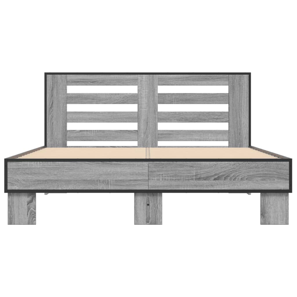 Bed Frame Gray Sonoma 120x200 cm Particleboard and Metal