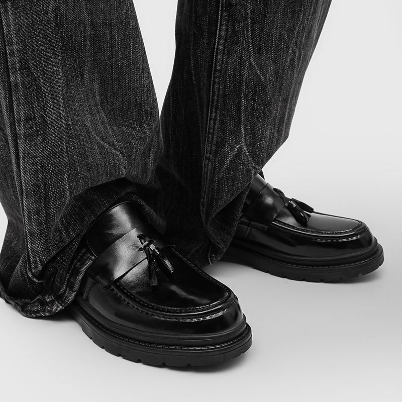 Fashion New Fashion Business Shoes Thick Bottom Leather Men's Loafers Non-Slip Casual Shoes Handmade Slip On Classic Male Driving Shoes