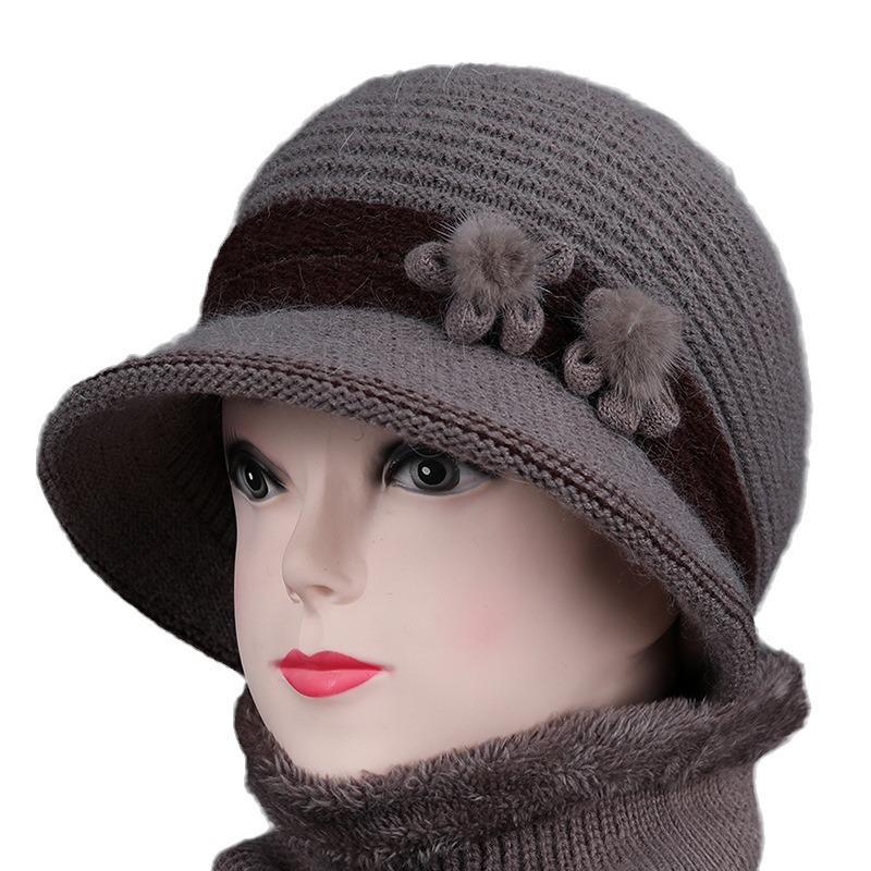 Winter Mother Hat Female Warm Versatile Grandma Basin Hat Velvet Cycling Cold Bucket Hat