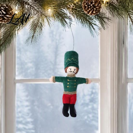 Christmas Tree Ornament Nutcracker Fabric Ornament Handmade Stuffed Soldier Decoration Pendant Xmas Hanging Decor Pendant Party Supplies Retro