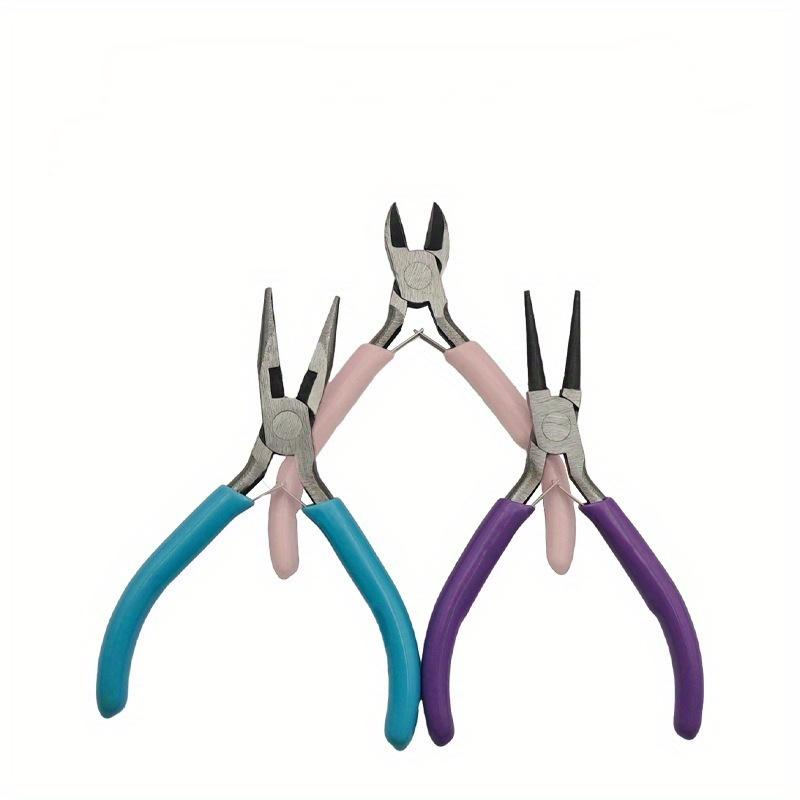 3 ks/sada kleští na šperky Barevné multifunkční kleště s jehlovými čelistmi Diagonální kleště s kulatými čelistmi DIY Ručně vyráběné mini kleště na šperky