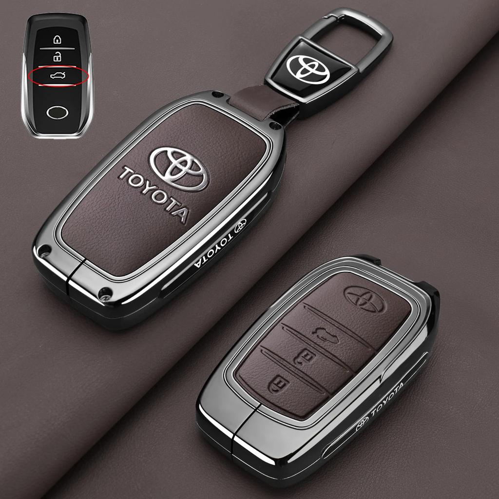 Zinc Alloy Leather Car Key Case Cover Shell for Toyota CHR Hilux Fortuner Land Cruiser 200 Camry Corolla Crown RAV4 Highland