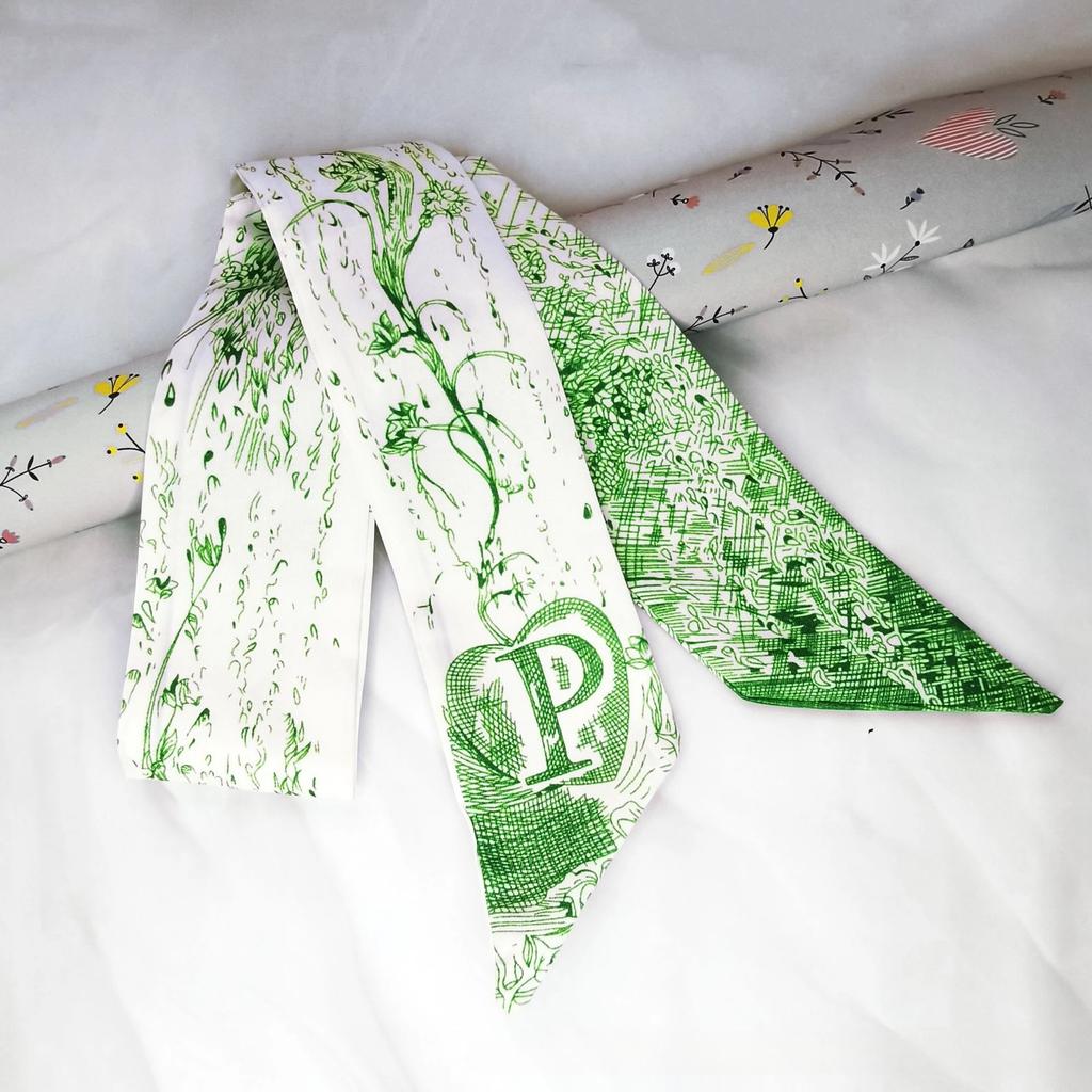 Fashion Skinny Scarf Women Luxury Letter Printing Tie Bag Handle Ribbon Hair Band Women's Headscarf New Lady Design Silk Scarves