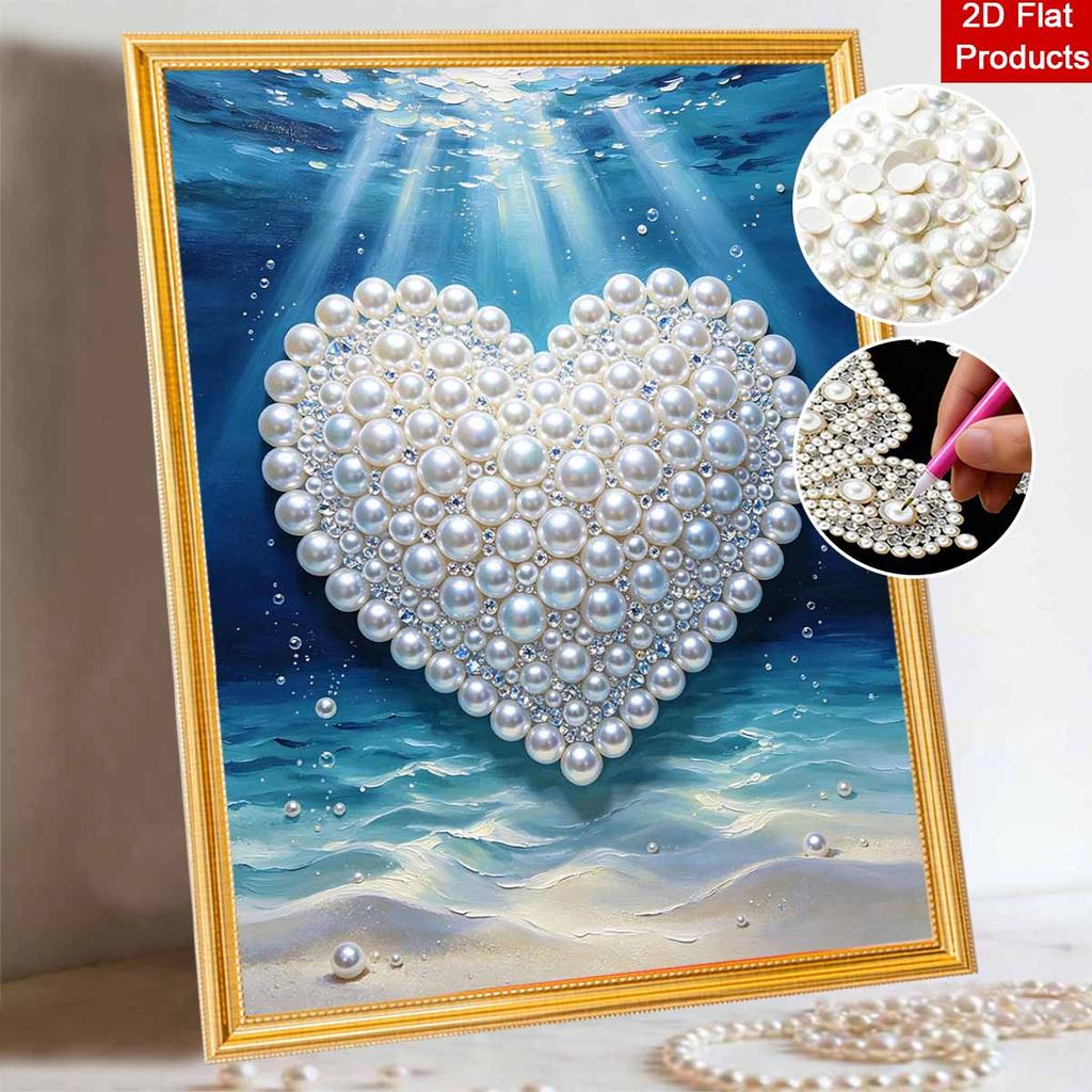5D DIY Pearl Art Kit Ocean Heart Theme Decor Home Wall Decoration