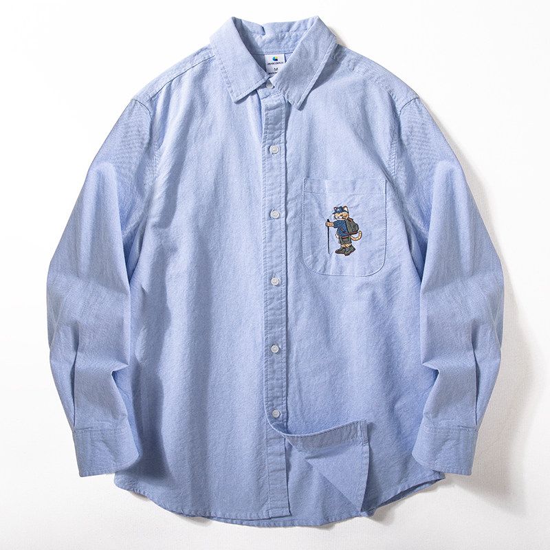Men's Shirts 2025 Spring and Autumn New Basic Versatile Tops All-Cotton Oxford Fabric Embroidered Casual Long-Sleeve Men's Shirts