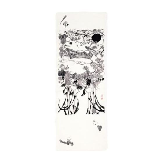 Yamamoto Jin Shoten Double Gauze Tenugui "Kaso Nehanzu" (Vegetable & Fruit Nirvana) [5024] - Soft Cotton 100% Tenugui Towel by Ito Jakuchu, Approx.