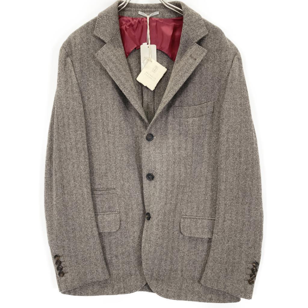 BRUNELLO CUCINELLI MR4618200 Cashmerex Wool Tweet Jacket Jacket 50 BrownUsed