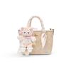 Handbag [Customized Bag] City 15 Cute and Sweet Strapped Love Fireworks Ribbon Little Fox Doll Classic Old Flower Print Zipper Sand Color Pink