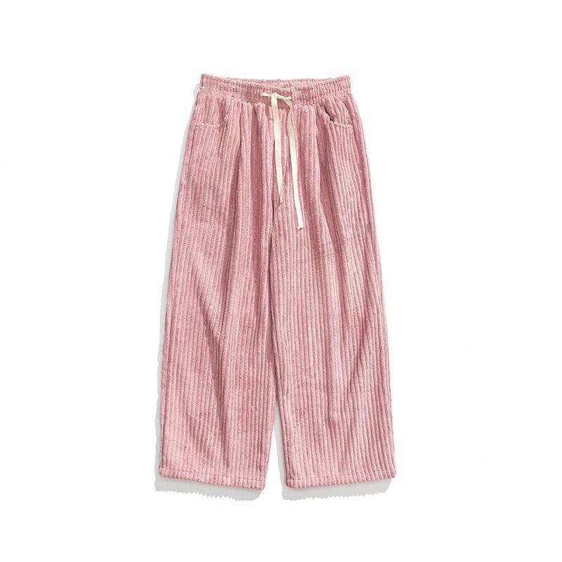 Mens Plus Size Corduroy Straight Wide Leg Retro Chinese Style Casual Long Pants