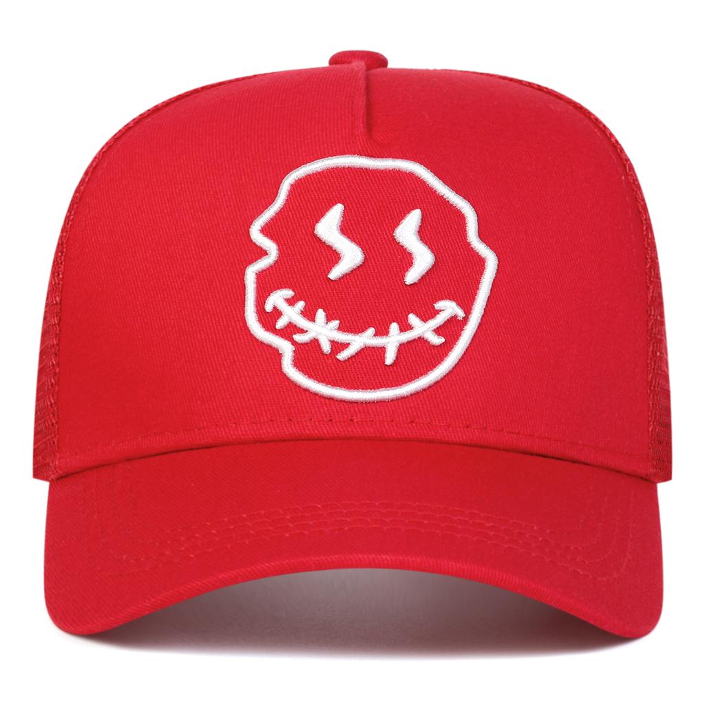 1Piece Unisex Smiling Face Embroidered Stitching Baseball Net Hat Outdoor Adjustable Sunscreen Leisure Hat Spring Autumn Travel Vacation