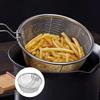 Stainless Steel Deep Fry Basket Round Wire Presentation With Detachable Handle Stainless Steel Drain Basket Fryer Skimmer