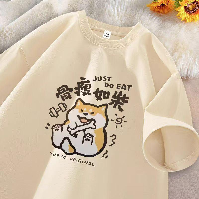 Cotton Round Neck Short Sleeve T-shirt Women's Spring and Fall Printing Loose T-shirt