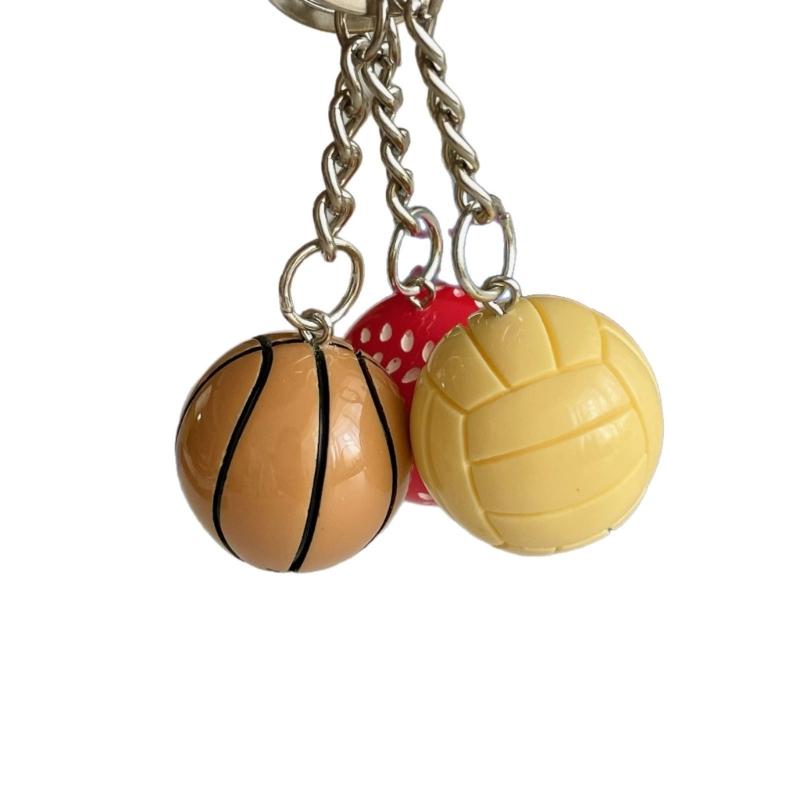 Creative 3D Basketball Football Keychain Handmade Resin Sport Theme Decoration For Bags Keys Car Interior Gift