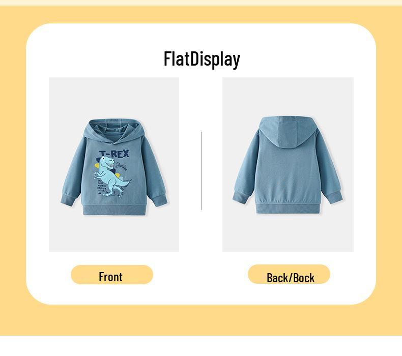 Boys' Cartoon T-Rex Embroidered Hooded Sweatshirt - 2026 Autumn/Winter Collection