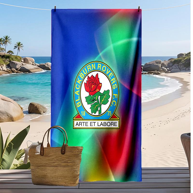 Blackburn Rovers Fußball Print Strandtuch, Großes Weiches Schnelltrocknendes Handtuch für Strand Camping Schwimmen