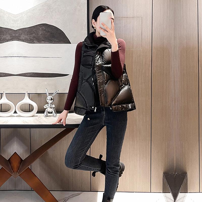 Kobiety jesienno-zimowa Soild zagęścić nowa odzież wierzchnia kamizelka wyściełana bawełną stójka bezrękawnik płaszcz kamizelka