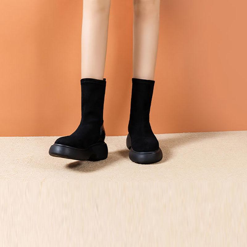 Botas negras Mujer Otoño e Invierno Botas elásticas Versión coreana de Wild  Short Boots Increased Thick-soled Boots Martin Boots comprar a buen precio  — entrega gratuita, reseñas reales con fotos — Joom