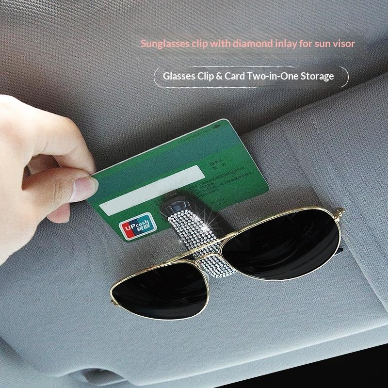 Universal Car Sunglasses Clip Sun Visor Glasses Holder Box with Card Ticket Compartment for Efficiency