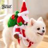 Festive Dog Clothes for Parties Santa Riding Pet Christmas Costume 3D Funny Rider Outfit Small Medium Apparel Dogs & Cats Adjustable Holiday Cosplay
