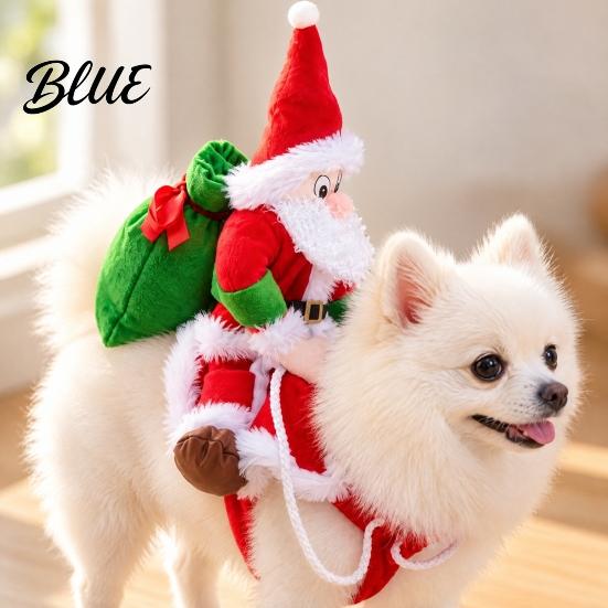 Festive Dog Clothes for Parties Santa Riding Pet Christmas Costume 3D Funny Rider Outfit Small Medium Apparel Dogs & Cats Adjustable Holiday Cosplay
