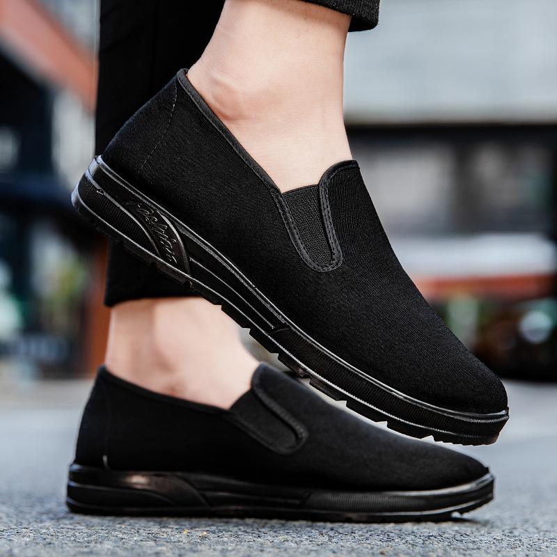 Cloth shoes men's 2025 summer breathable men's one-pedal dad shoes polyurethane comfortable non-slip soft-soled elderly cloth shoes