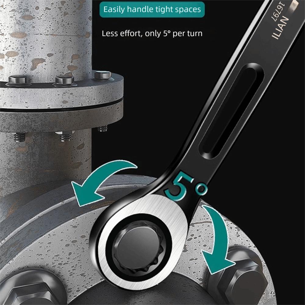Durable 6-15mm Dual-purpose Wrench Anti Slip Labor-saving Combination Ratchet Wrench Spanner Hand Tool