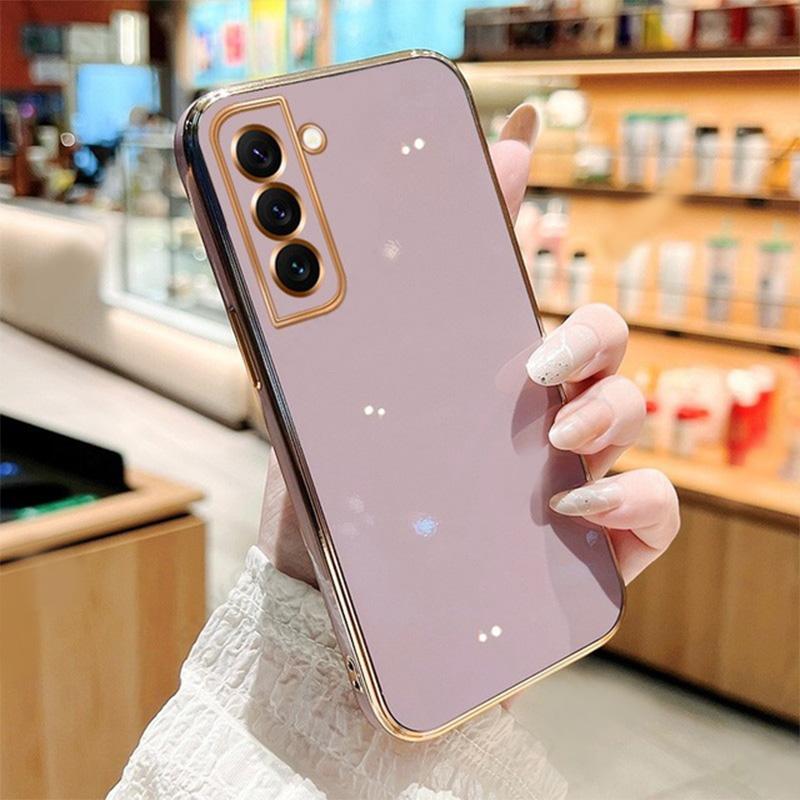 

Чехол с покрытием для Samsung Galaxy S22 S23 Ultra S21 S20 FE Plus A53 5G Роскошный мягкий силиконовый чехол-бампер Samsung S22 Ultra фиолетовый