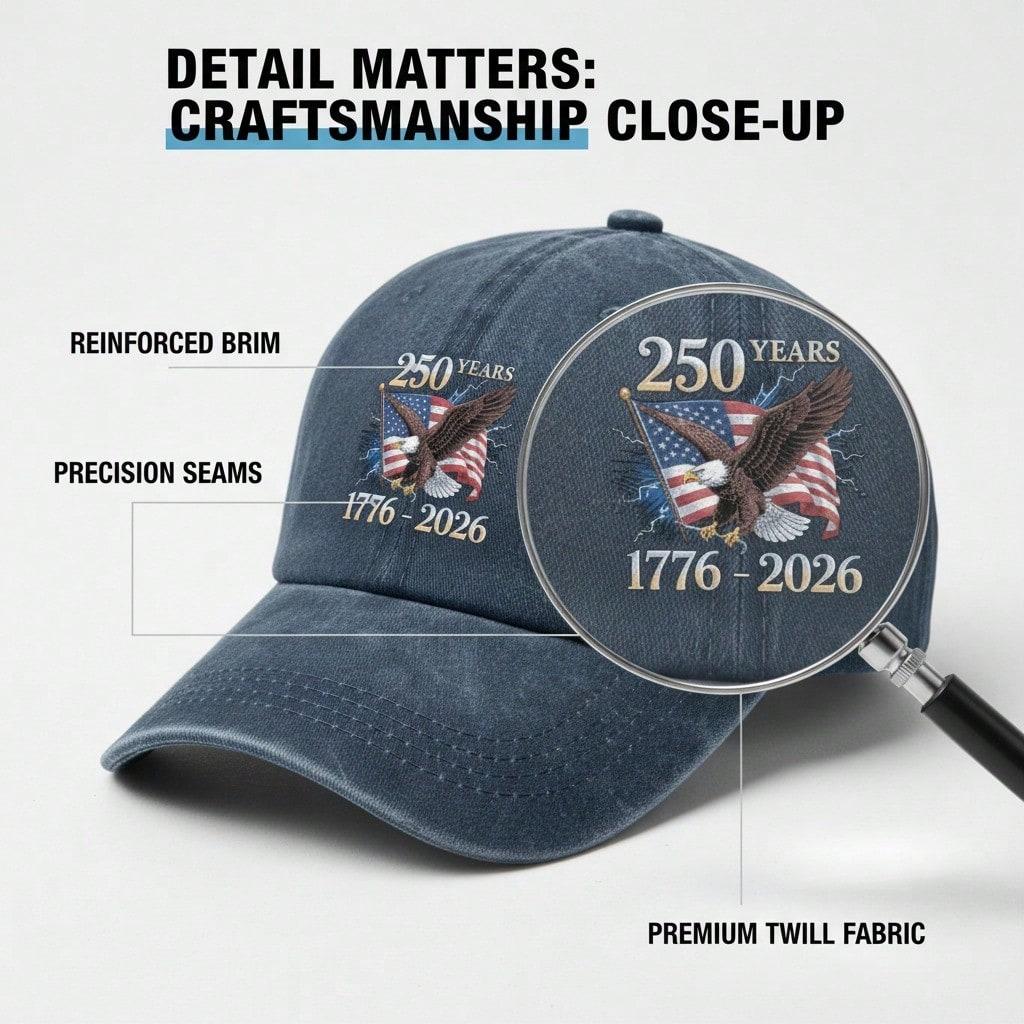 [Patriotic Baseball Cap] 250Th Anniversary Eagle Print Polyester Adjustable Sun Hat Breathable Vintage Streetwear For July 4Th Memorial Day Gift -