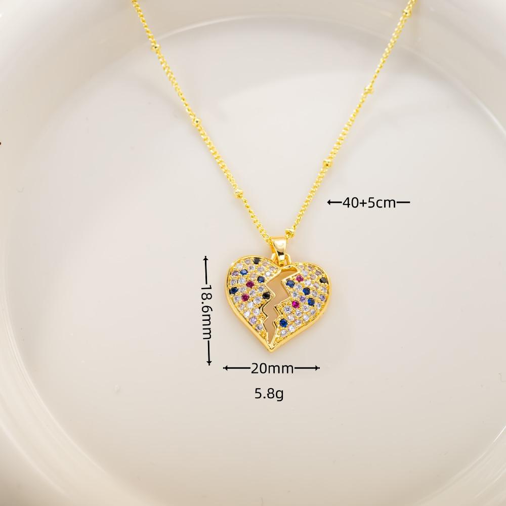 Sparkling Heart Zirconia Necklace, Golden Plated Chain, Bridal Jewelry for Wedding & Party