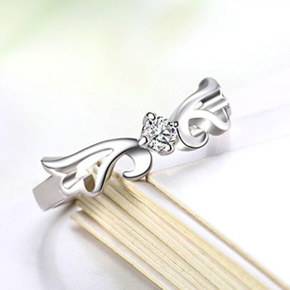 925 Silver Ring Angel Love Zircons Ring Couples Fashion Simple Birthday Party Wedding Anniversary Jewelry Gifts